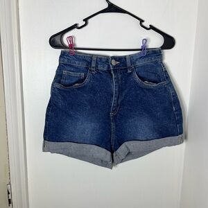 Cotton On High Waisted Cuffed Denim Shorts Size 6 US Medium Wash